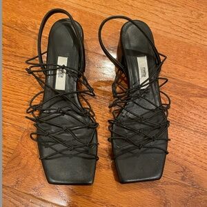 Miista Black Leather Heels Sleek Design